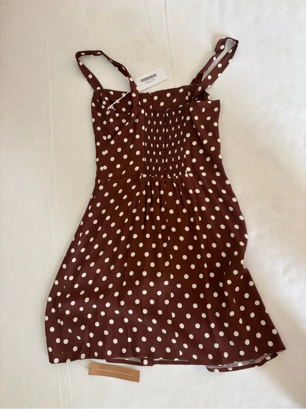 Reformation Brown and White Polka Dot Mini Dress - Picture 4 of 5